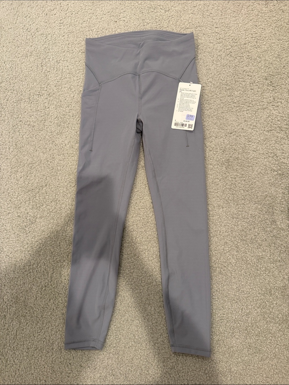 Lululemon womens power thru hr tight “25 High-Waist Grey Active Leggings
